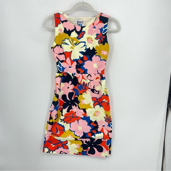 Anthropologie Whit Two Petalprint Cross-Back Dress Multi Tiki Floral sz 0P - Picture 3 of 10